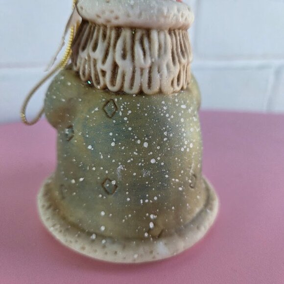 VTG Ceramic Santa Claus and Wreath Bell Ornament- Christmas Santa Bell Ornament - Picture 6 of 7